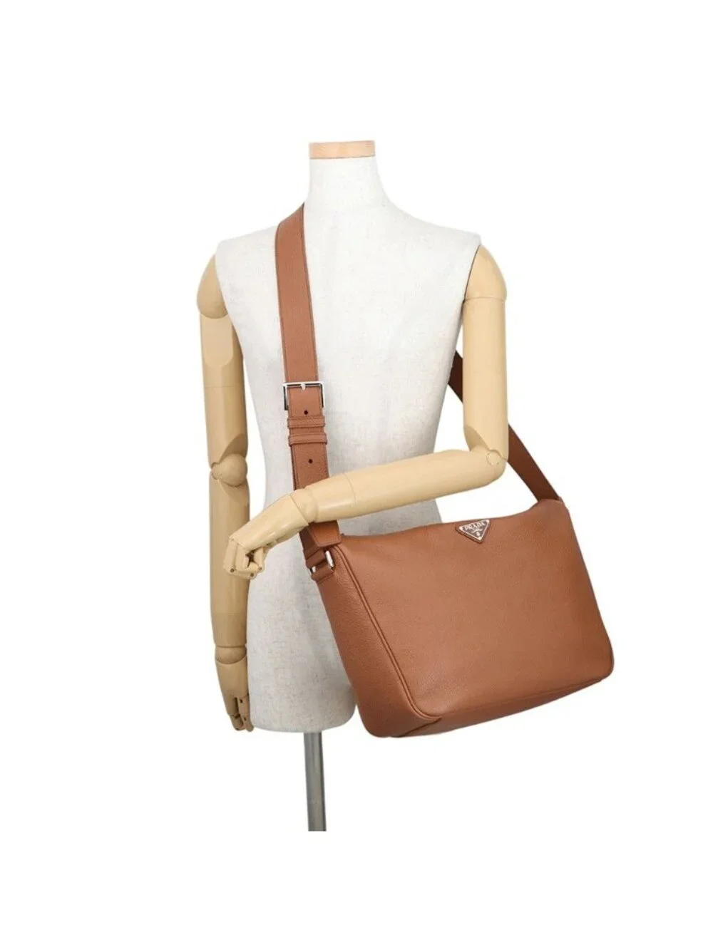 Prada Shoulder Bag Vitello Daino Gray Leather
